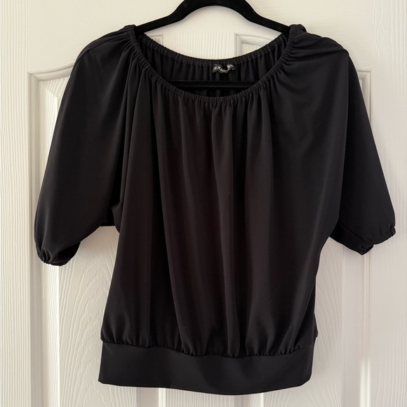 Express Elegant Black Gathered Off the Shoulder Top - Picture 1 of 3